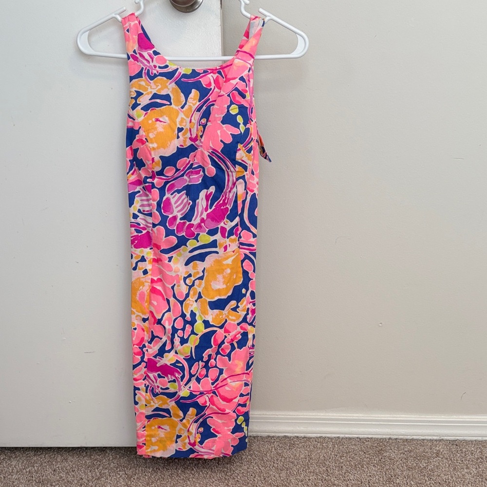 Bright Floral Tank Dress in Pink, Navy & Yellow